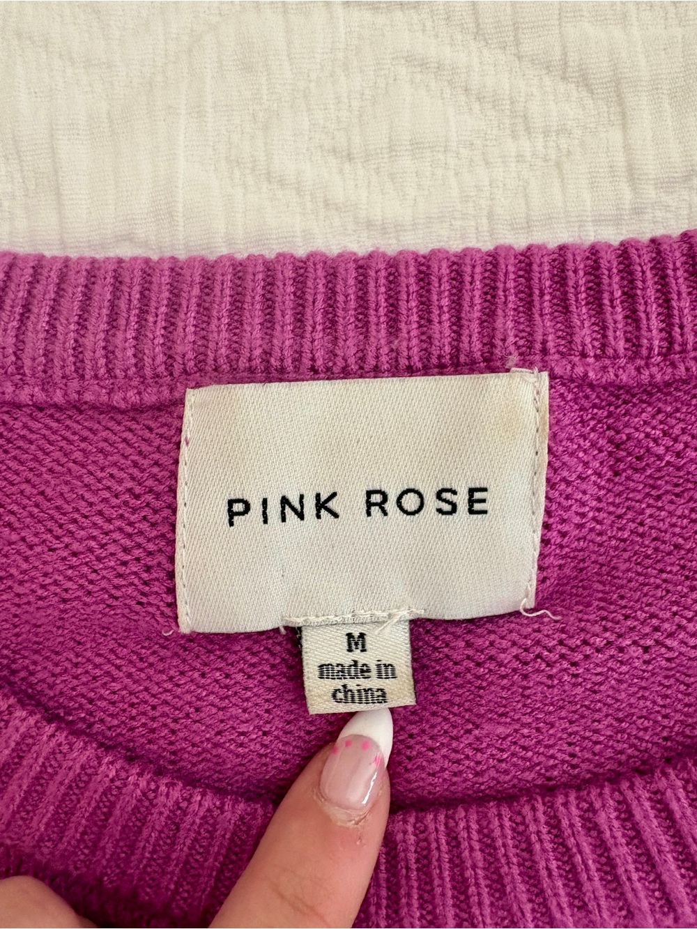 Pink Rose Women's Bright Magenta Puff-Sleeve Crew Sweater - Picture 3 of 3